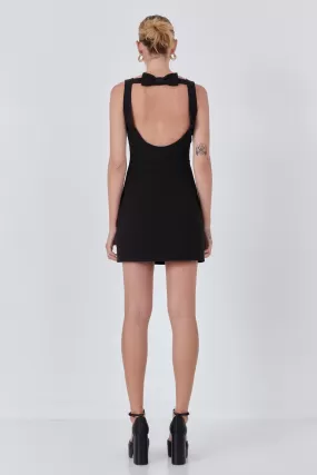 Bow Fitted Mini Dress - Black