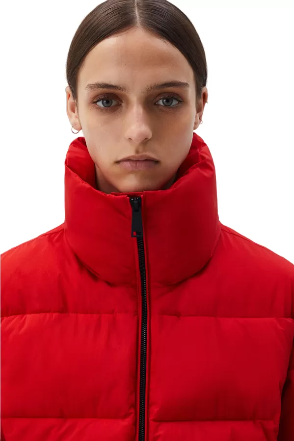 Brekka short women's down jacket Toulouse red