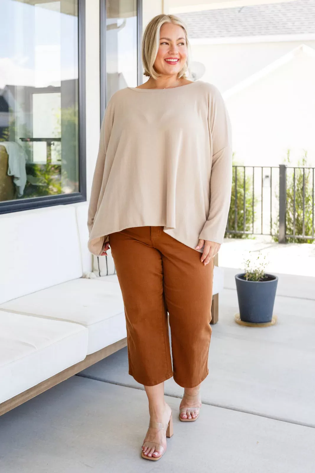 Briar High Rise Control Top Wide Leg Crop Jeans in Camel-- Use the code SPRINGJB for 20% off!