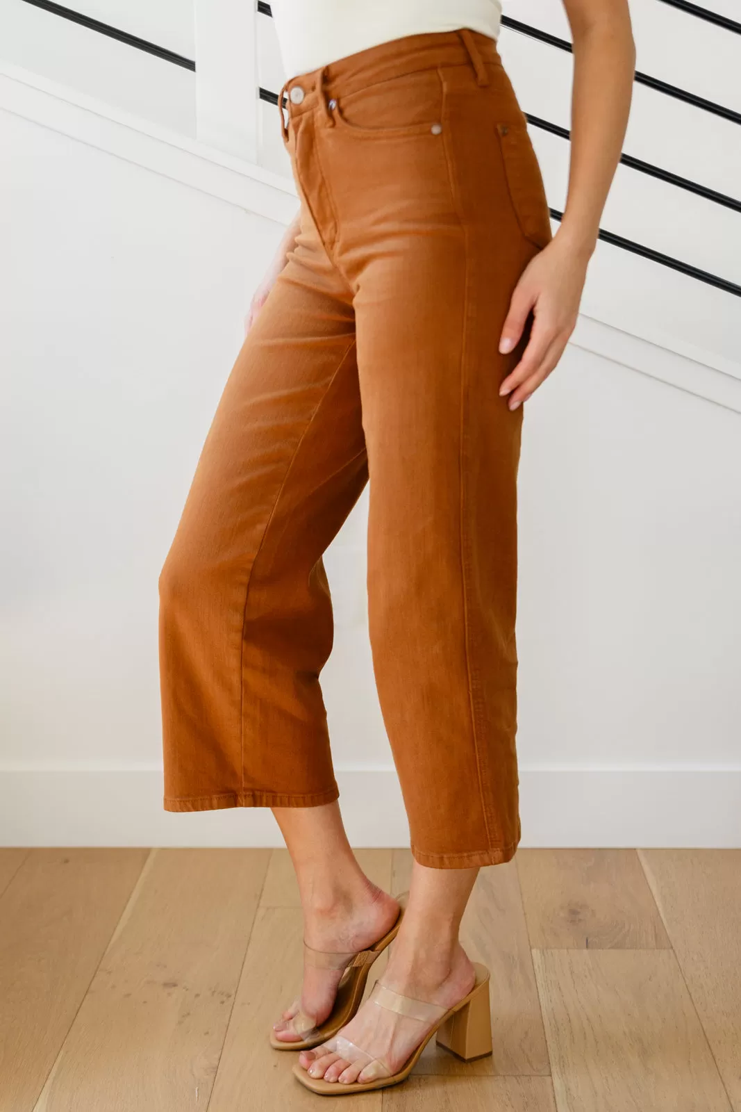 Briar High Rise Control Top Wide Leg Crop Jeans in Camel-- Use the code SPRINGJB for 20% off!