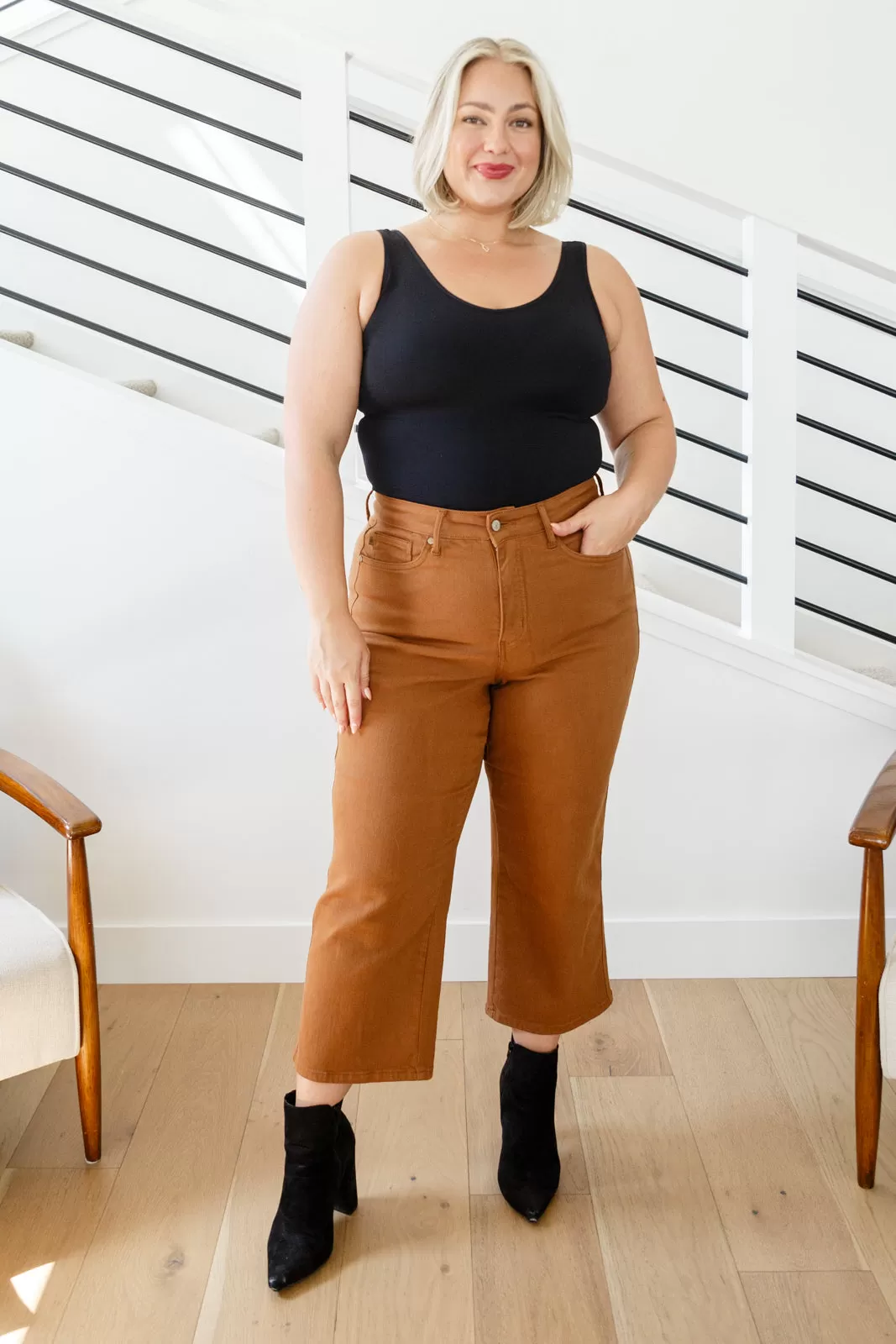 Briar High Rise Control Top Wide Leg Crop Jeans in Camel-- Use the code SPRINGJB for 20% off!