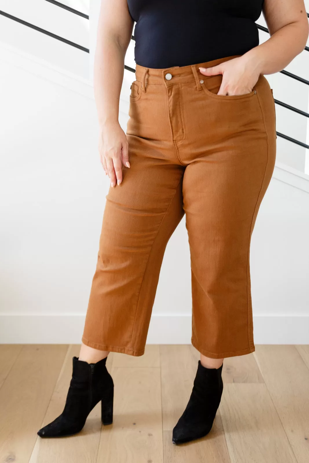 Briar High Rise Control Top Wide Leg Crop Jeans in Camel-- Use the code SPRINGJB for 20% off!