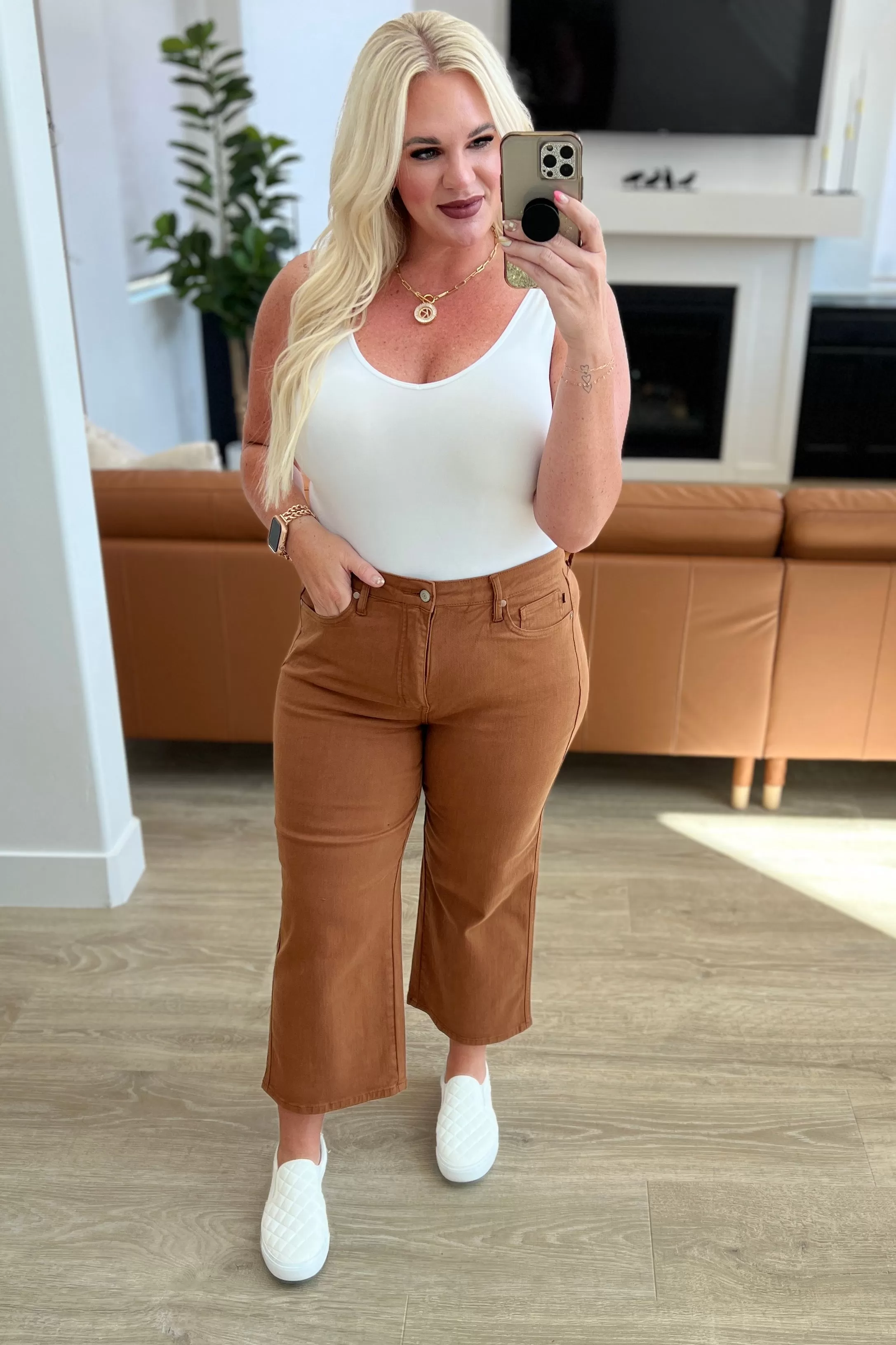 Briar High Rise Control Top Wide Leg Crop Jeans in Camel-- Use the code SPRINGJB for 20% off!