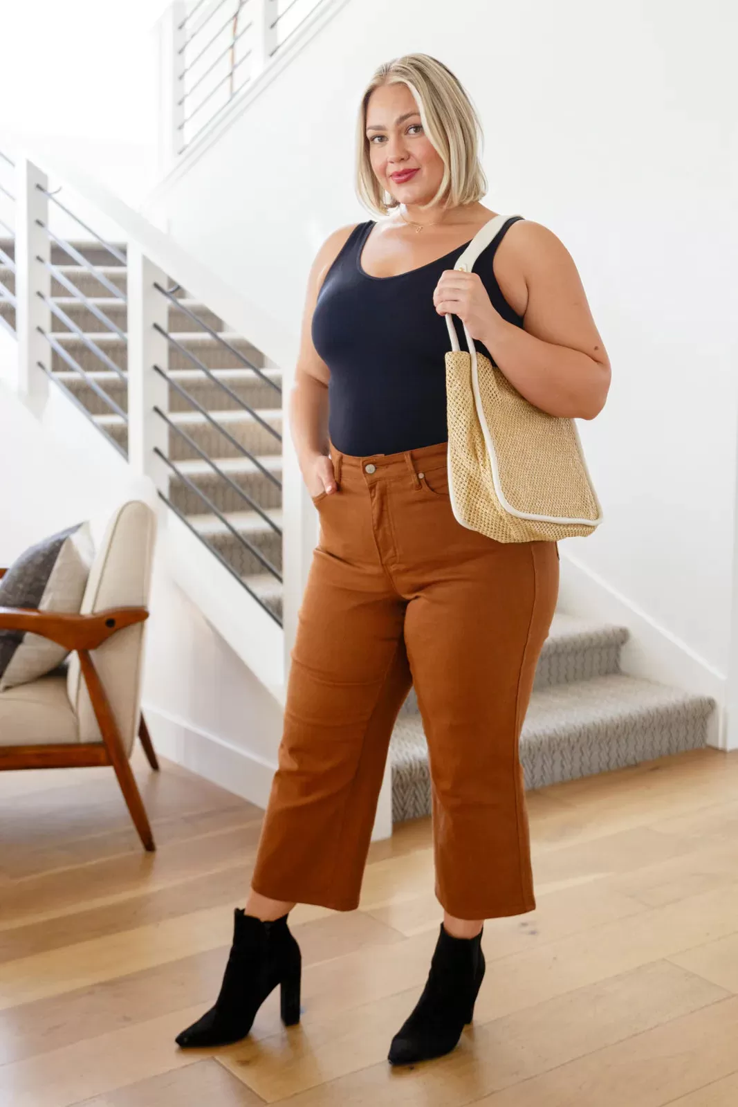 Briar High Rise Control Top Wide Leg Crop Jeans in Camel-- Use the code SPRINGJB for 20% off!