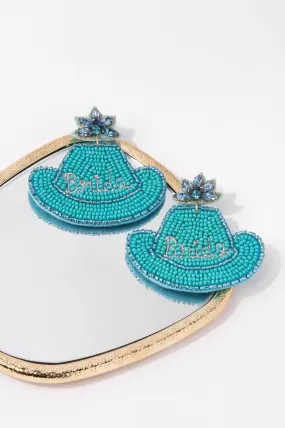 BRIDE Bead and Rhinestone Cowgirl Hat Earrings