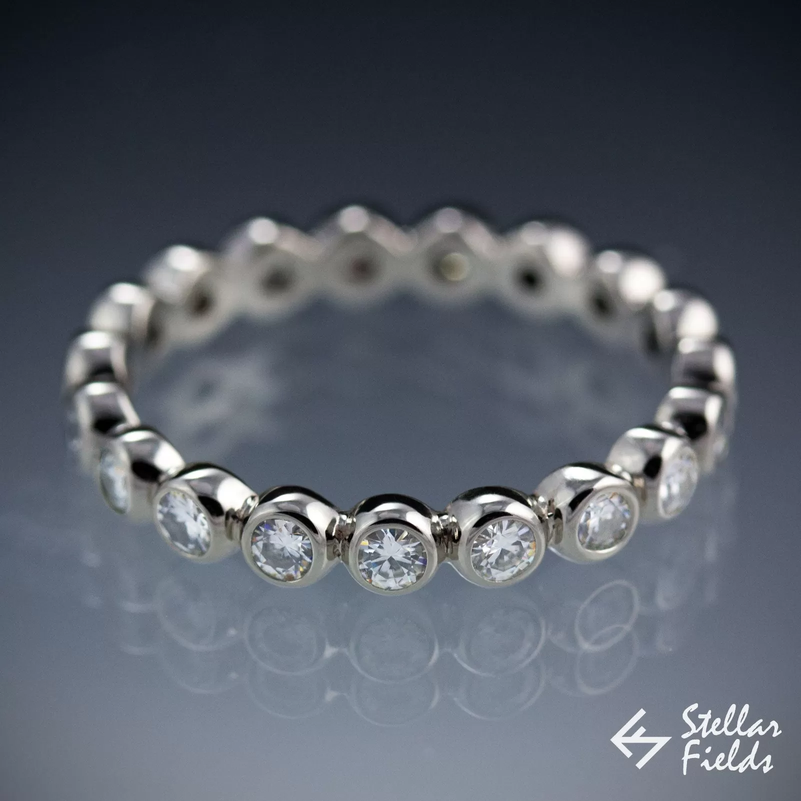 Canadian Diamond Eternity Wedding Band - Minimal, Modern, Bezel Set Ring