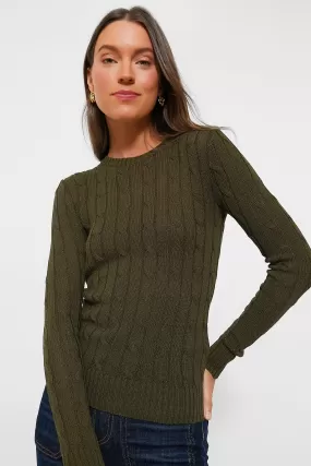 Canopy Olive Cableknit Pullover