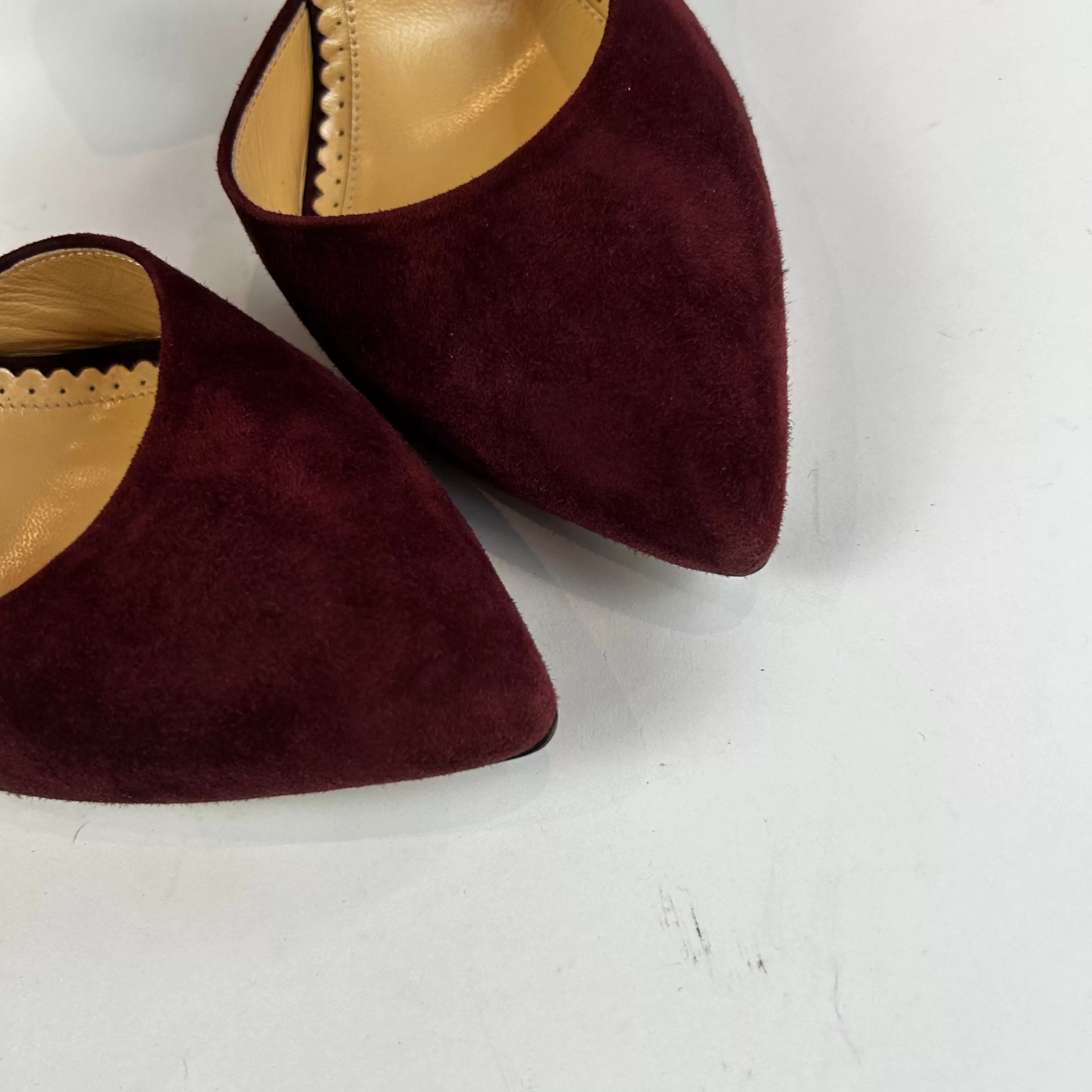 Charlotte Olympia Plum Suede 100 D'Orsay Heels 39