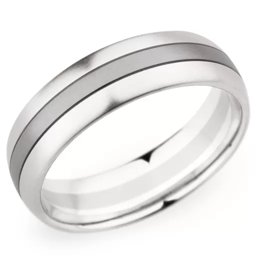 Christian Bauer Men's Palladium & 18K White Gold Brushed Wedding Band 6.5mm