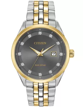 Citizen Eco-Drive Mens Corso - Stainless & Gold-Tone - Diamonds - Gray- Bracelet