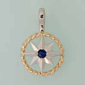 Compass Rose Grande 14K Two-Tone Gold Rope Rim Pendant