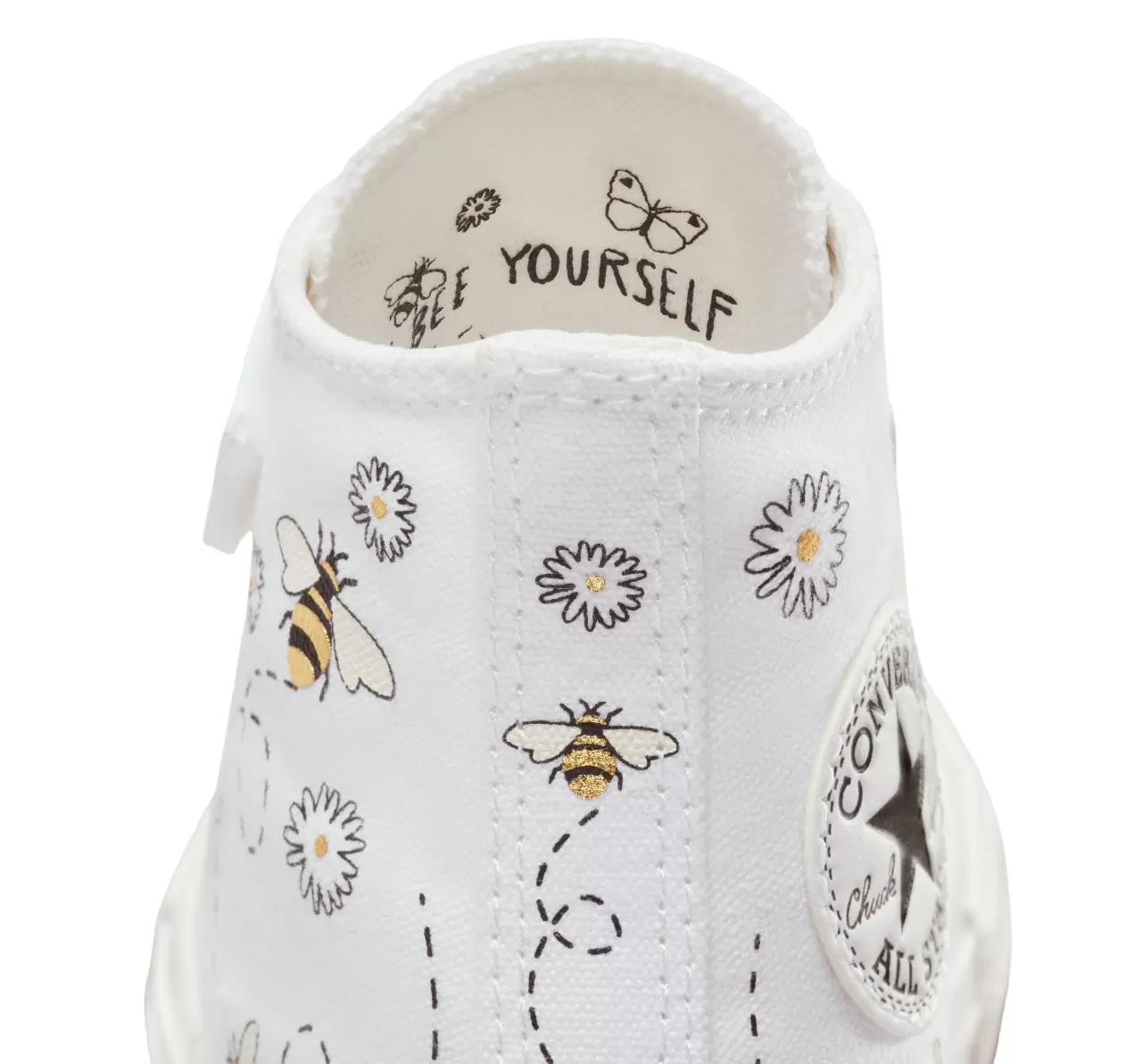 Converse Chuck Taylor All Star Easy-On Bees high canvas shoe A01619C white-black-yellow 