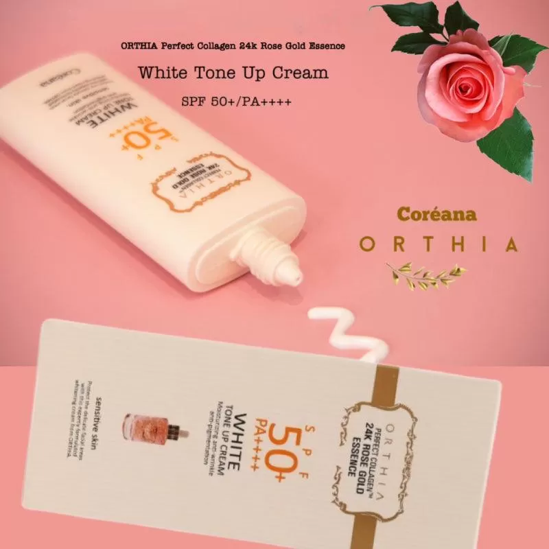 Coreana ORTHIA Perfect Collagen 24K Rose Gold Essence White Tone Up Cream Sensitive Skin SPF50 PA    