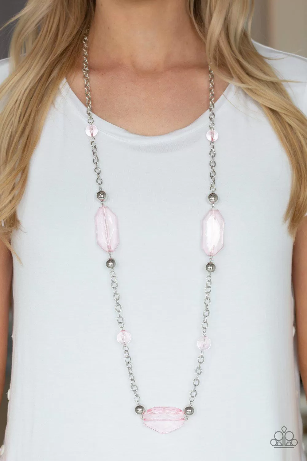 Crystal Charm Pink Necklace - Paparazzi Accessories