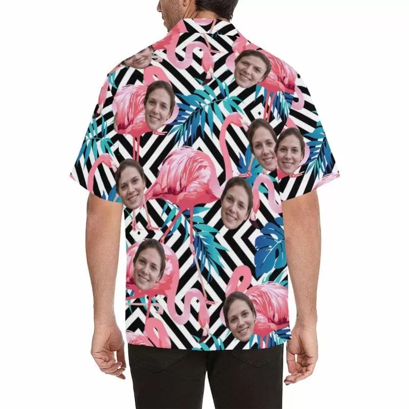 Custom Made Hawaiian Shirts with Faces Pink Flamingo Create Your Own Hawaiian Shirt Customizable Hawaiian Shirts for Him