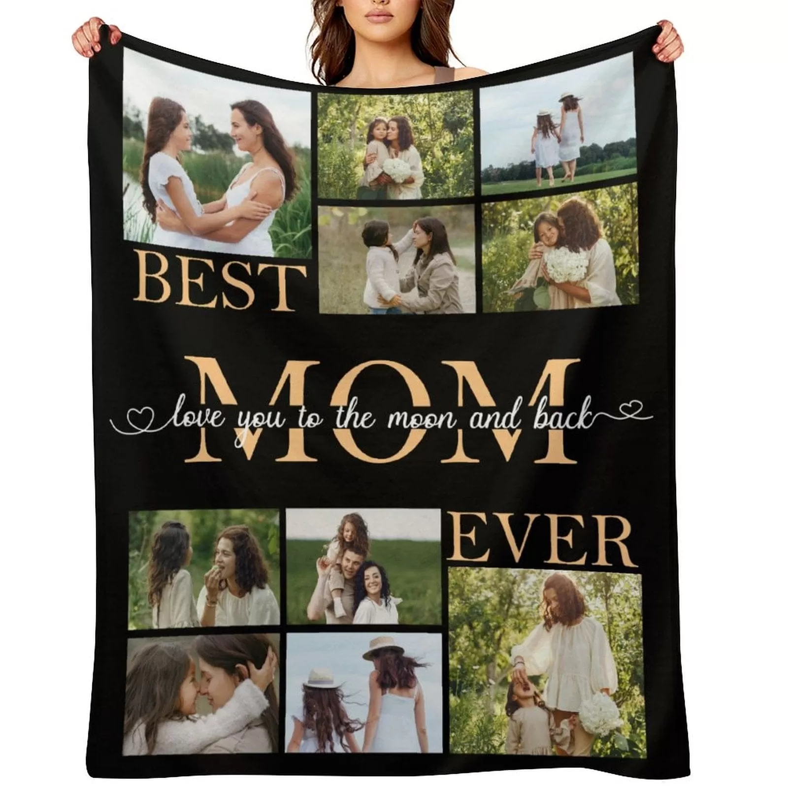 Custom Photo Best Mom Black Anti-pilling Flannel Blanket Personalized Mother's Day Blanket Gifts For Best Mom And Grandma