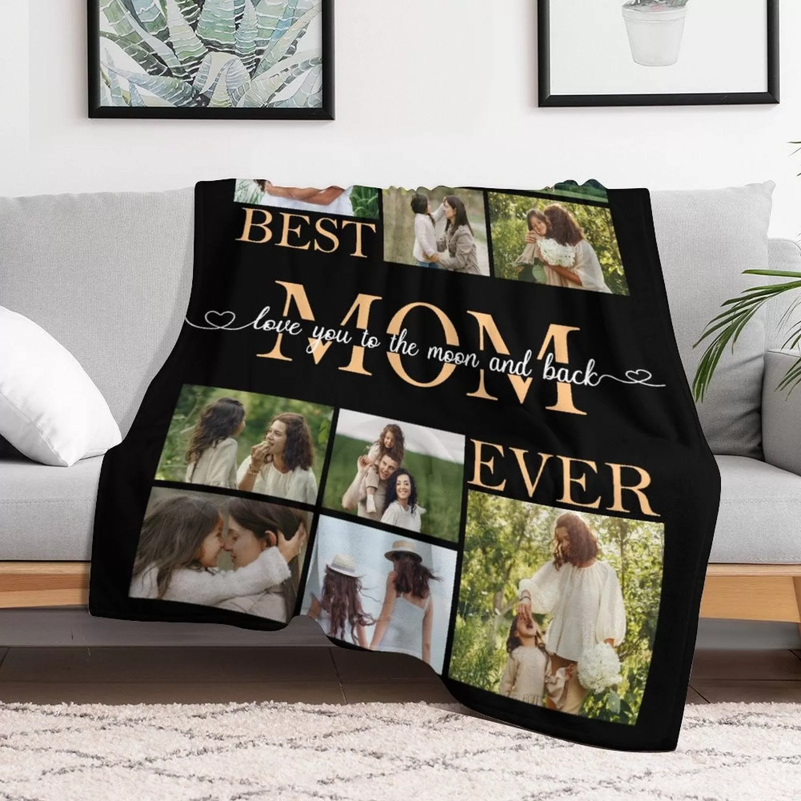 Custom Photo Best Mom Black Anti-pilling Flannel Blanket Personalized Mother's Day Blanket Gifts For Best Mom And Grandma