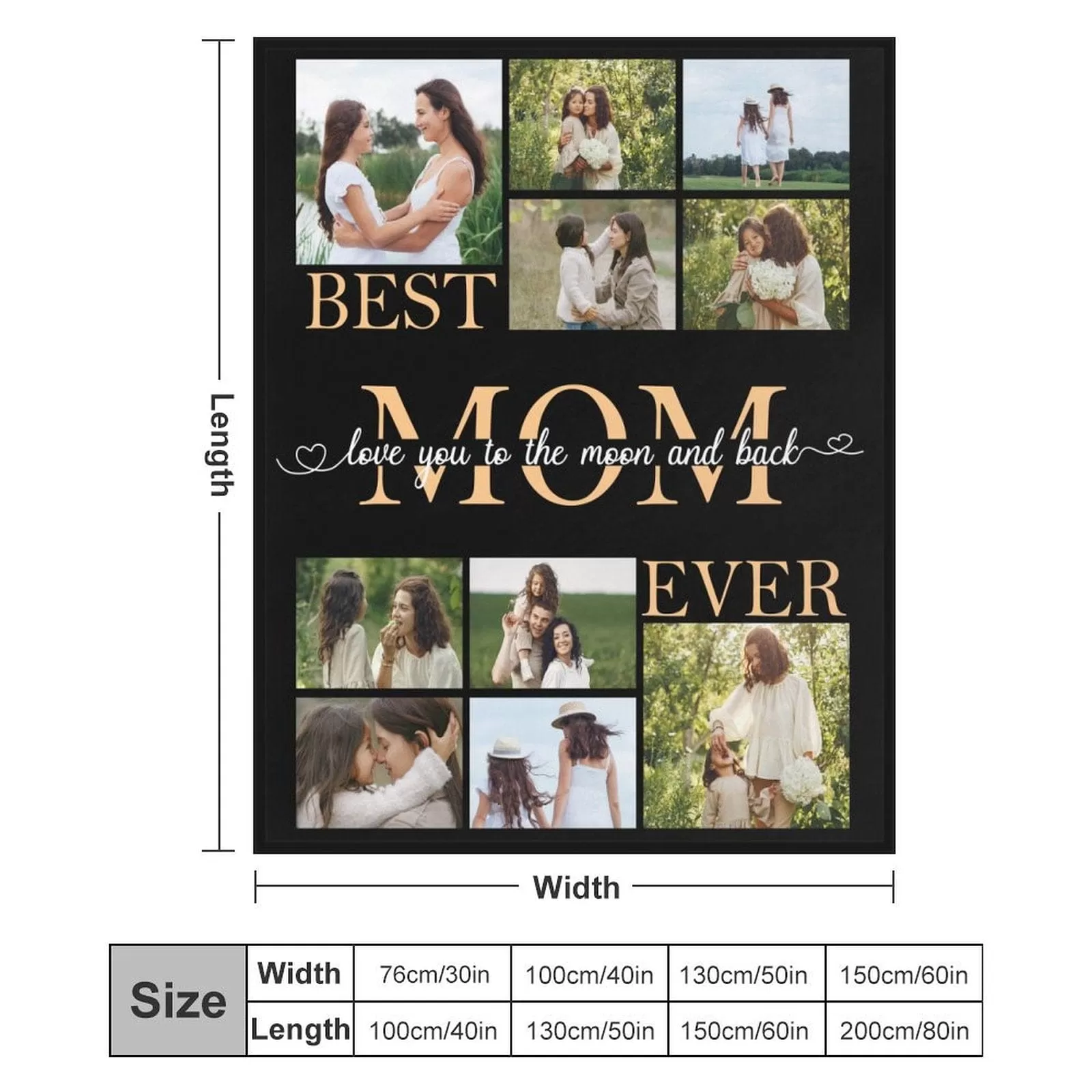 Custom Photo Best Mom Black Anti-pilling Flannel Blanket Personalized Mother's Day Blanket Gifts For Best Mom And Grandma