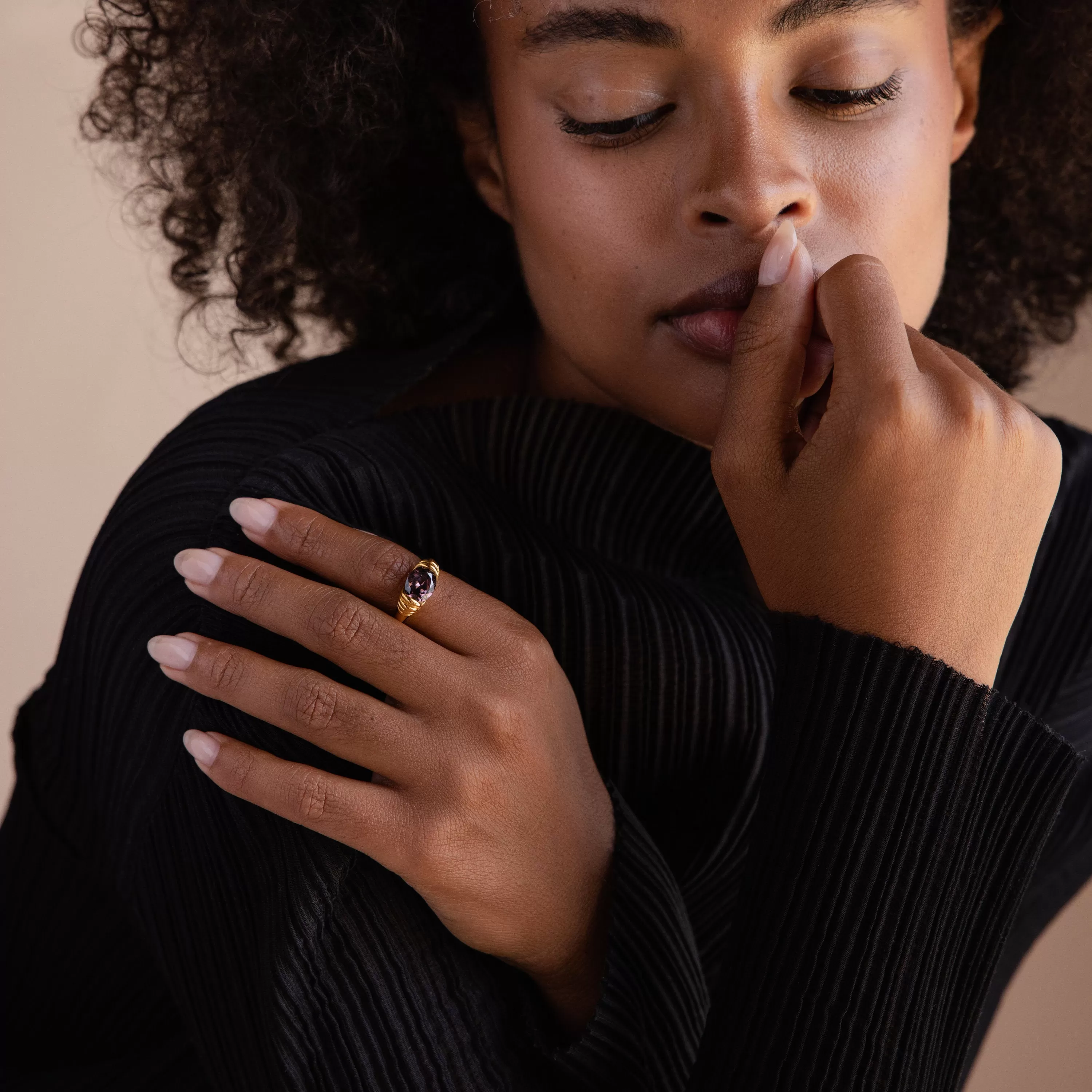 Dark Amethyst Signet Ring