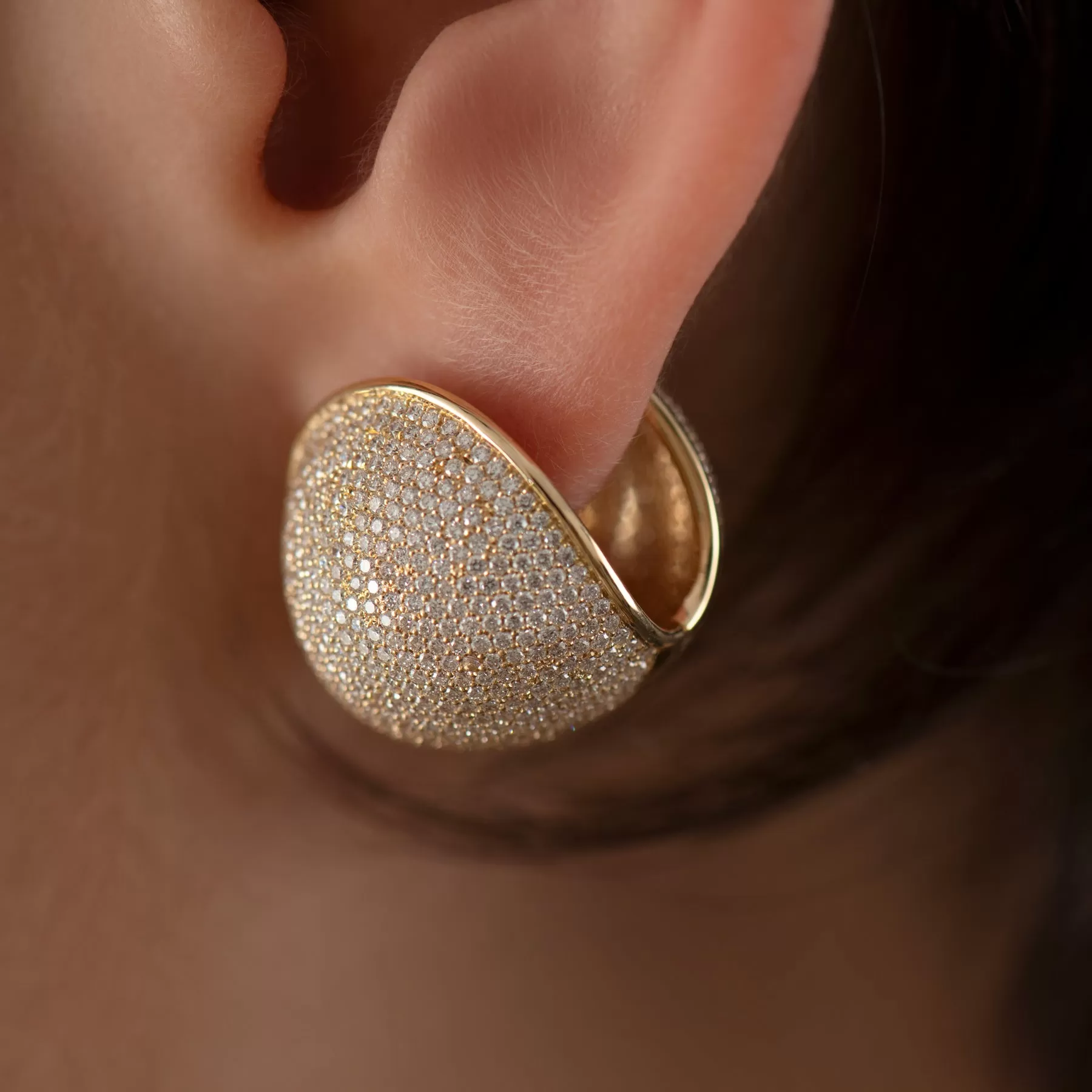 Diamond Pave Chunky Ball Statement Earrings