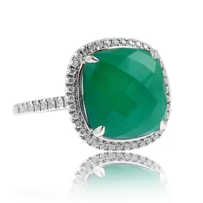 Doves Emerald Dreams Green Chalcedony & Diamond White Gold Ring