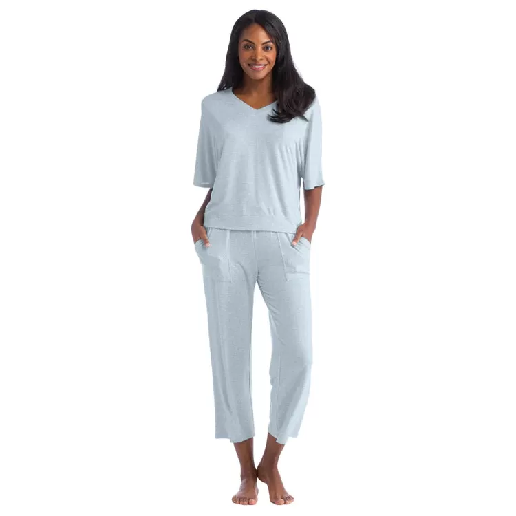 Dream Relaxed V-Neck w/ Capri Lounge Set - Surf