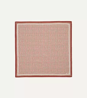 Ecru and Red Spots Print Silk-Cotton Bandana