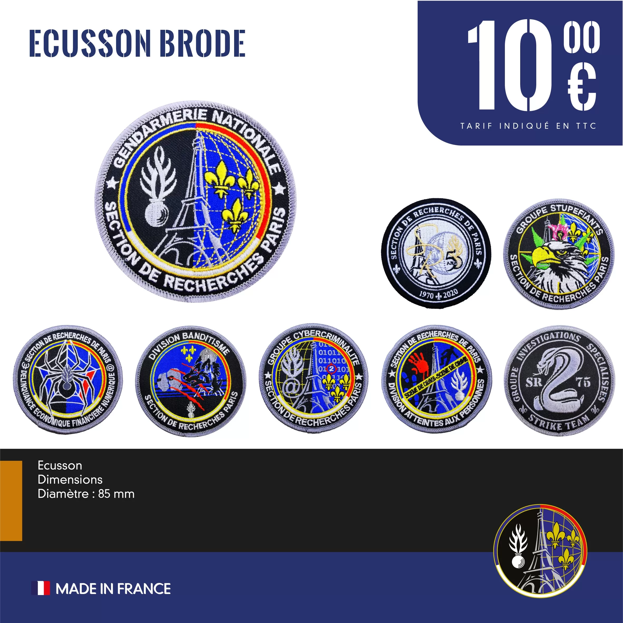 Ecusson brodé SR PARIS