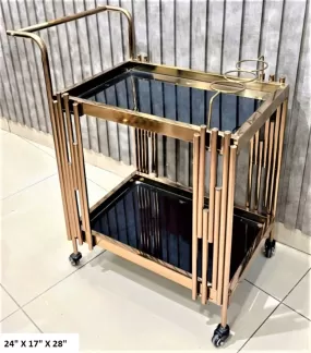 Elegant Gold Finish Trolley with Bottle Holder -SP001T