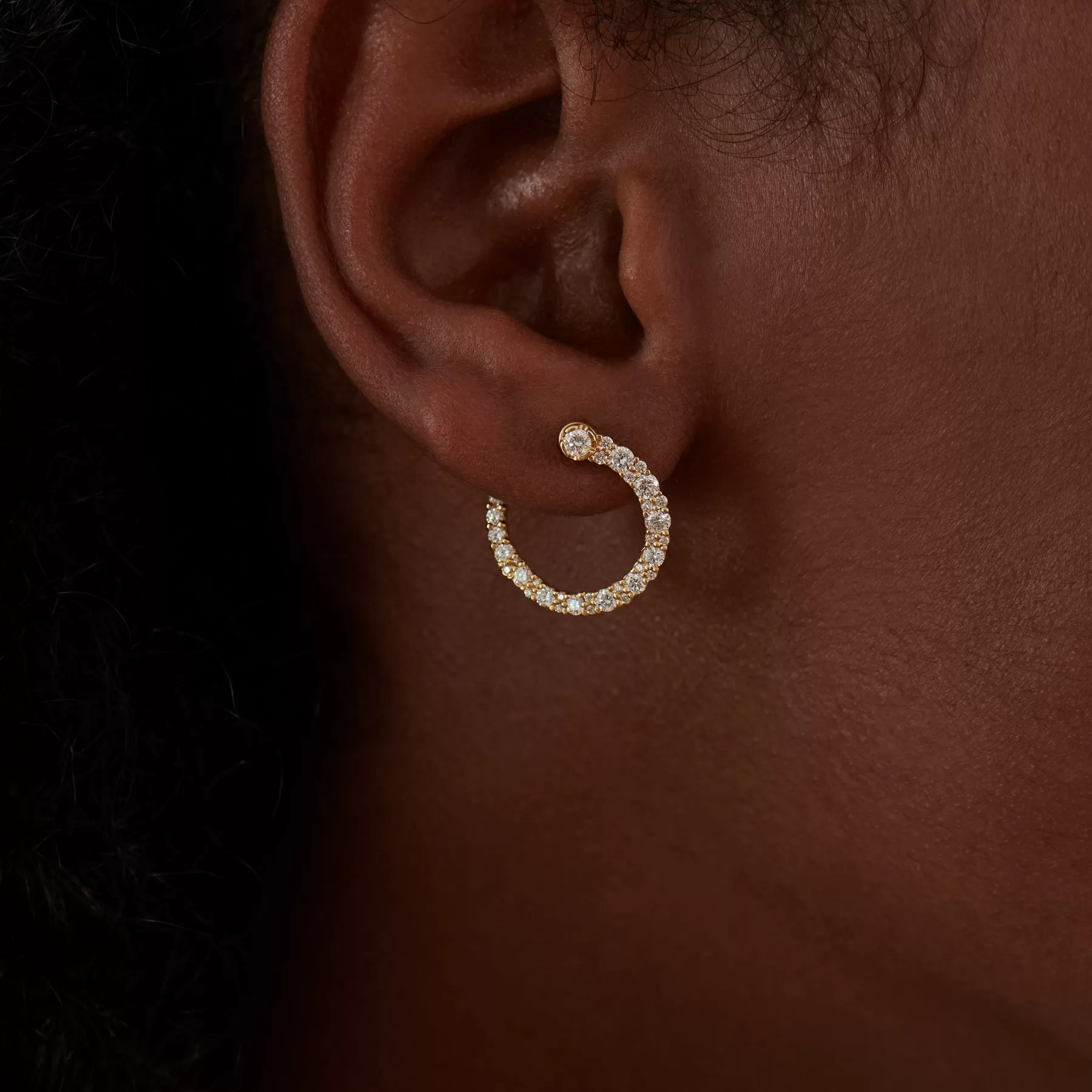 Ellipsis Brilliant Diamond Spiral Hoop Earrings