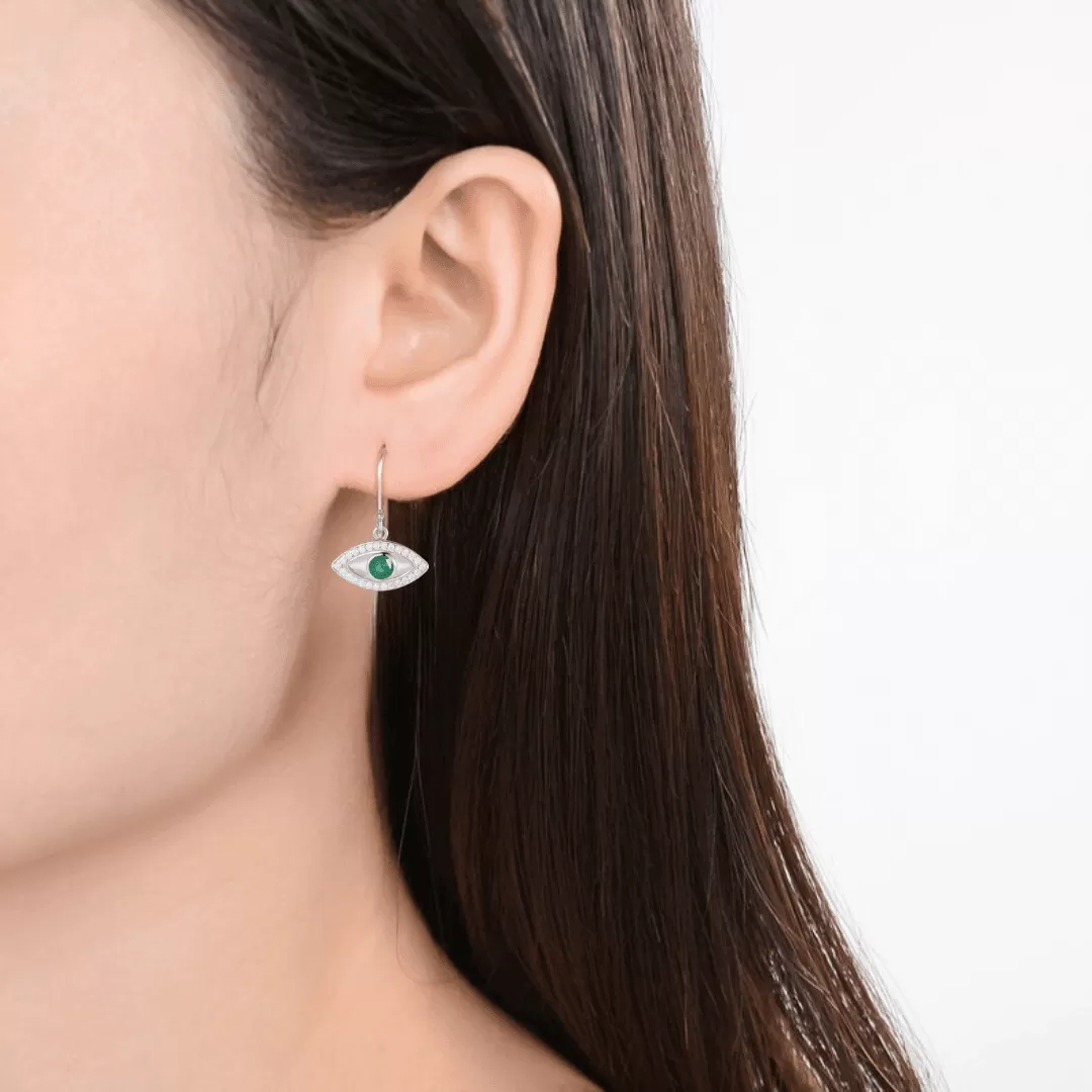 Emerald Evil Eye Earrings