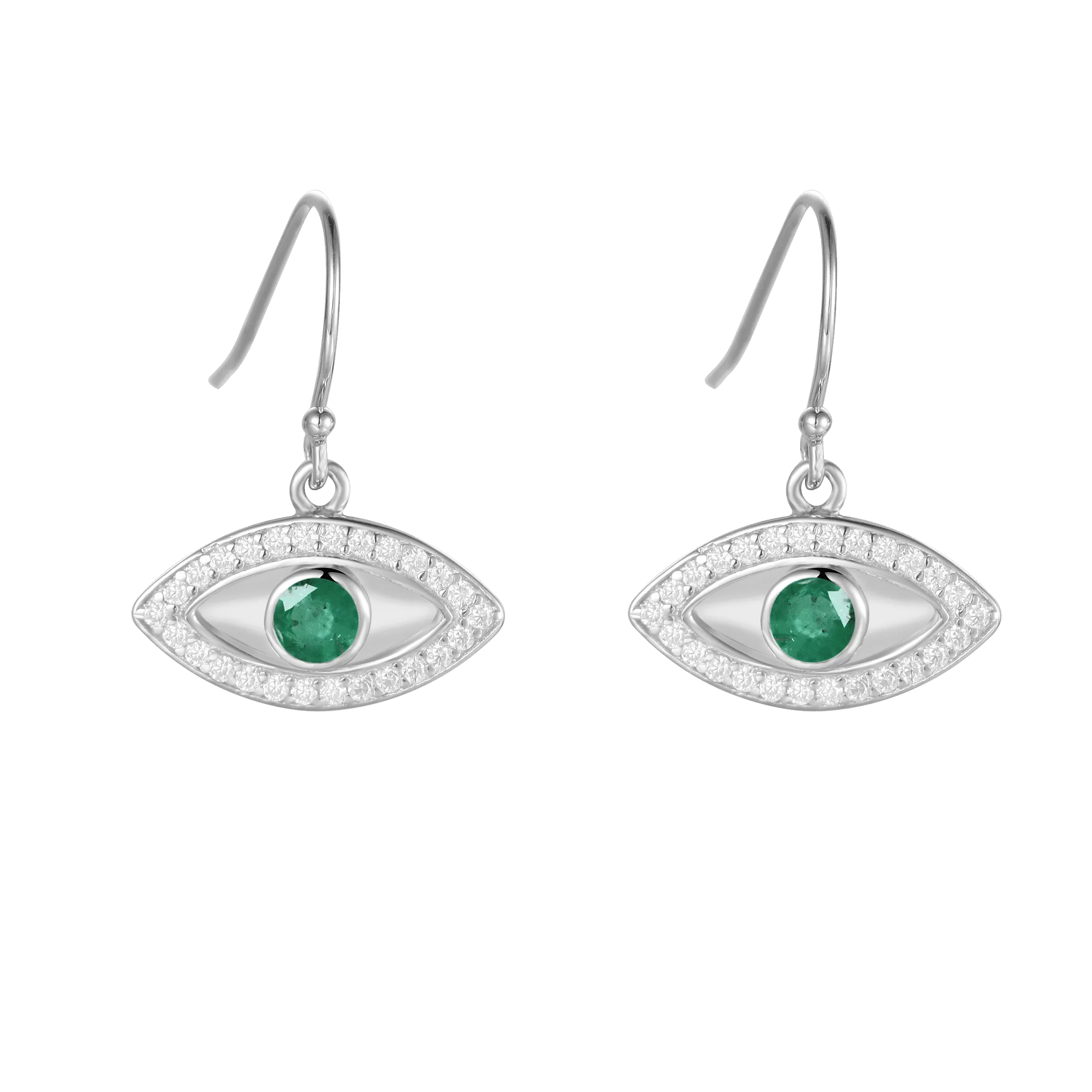 Emerald Evil Eye Earrings