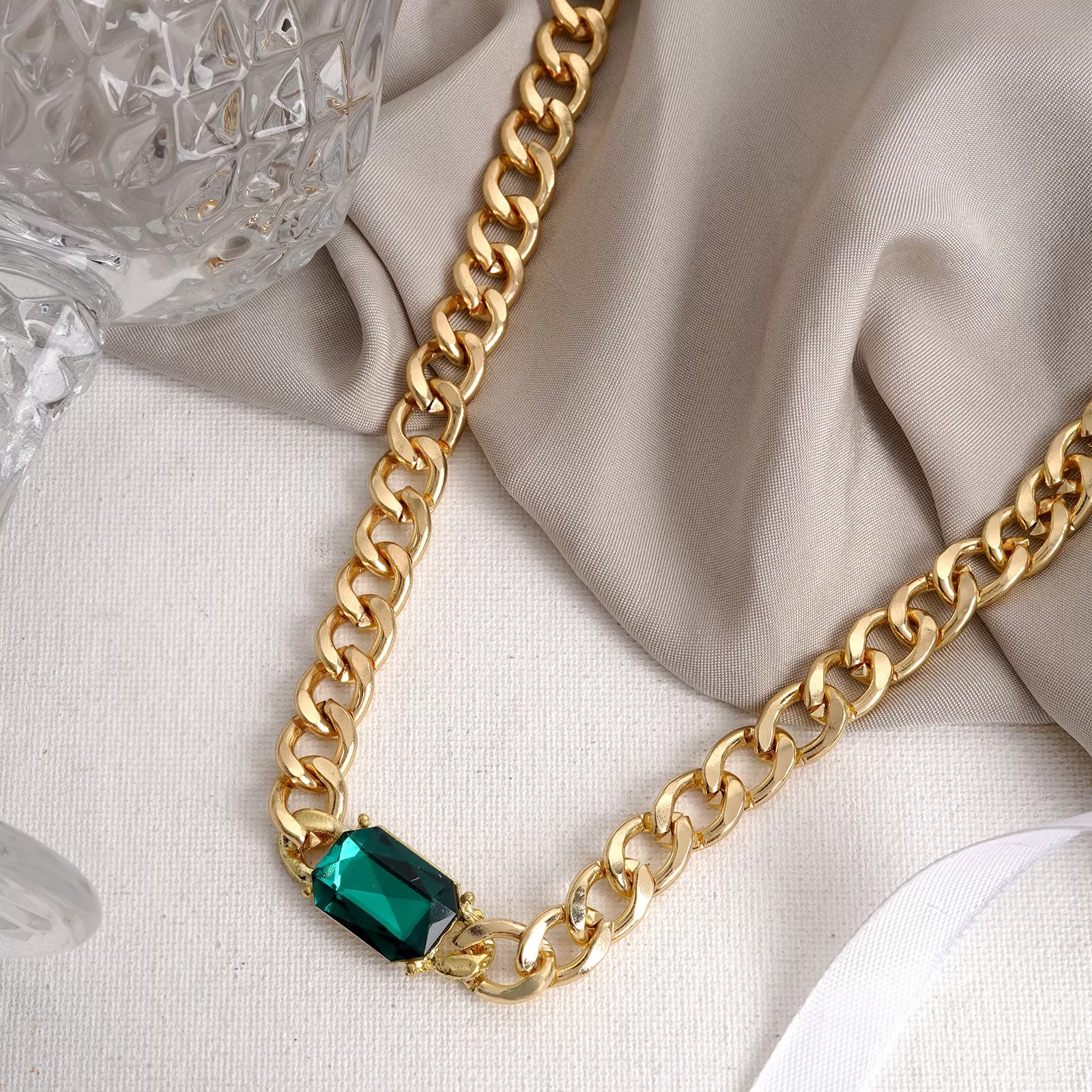 Emerald Green Studded Necklace