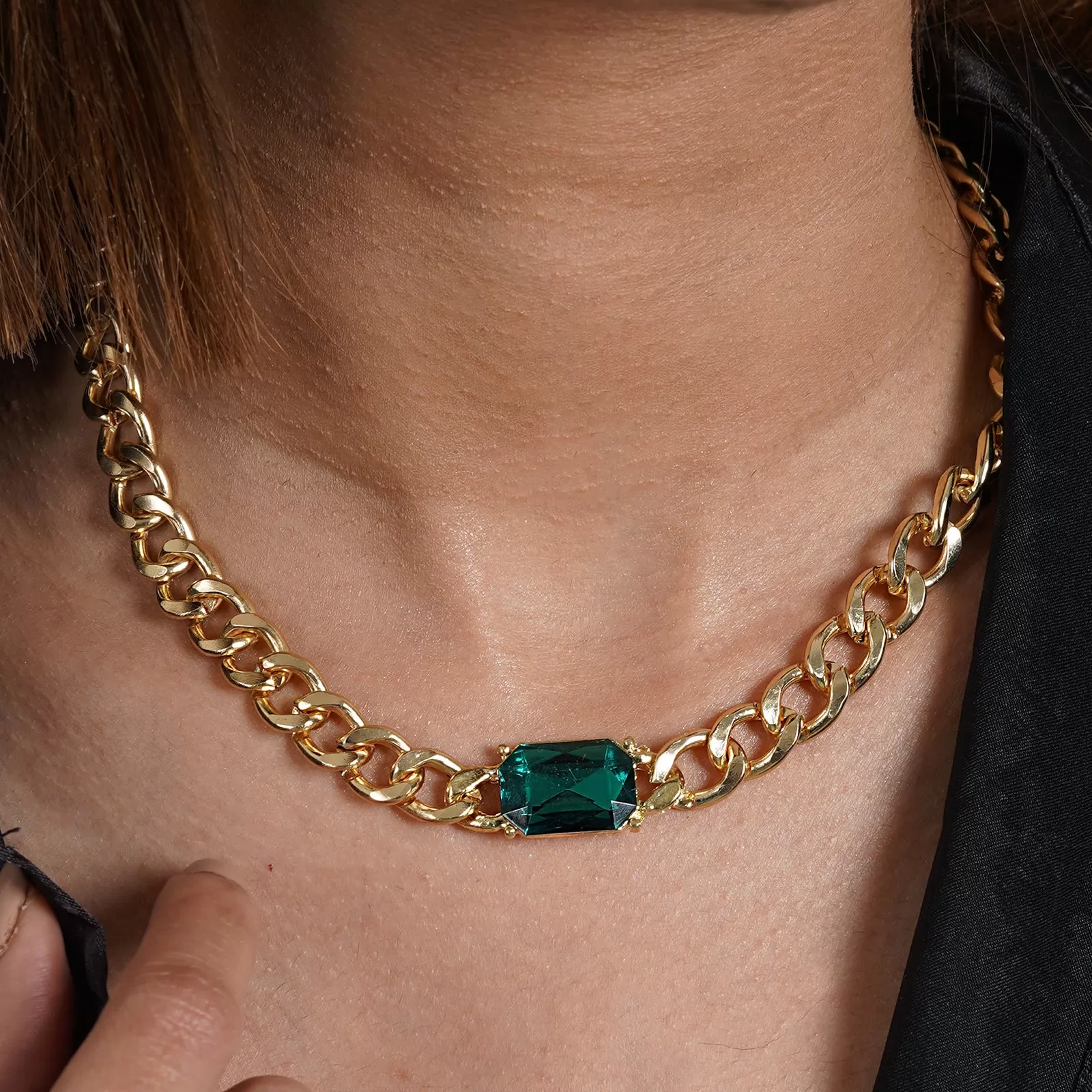 Emerald Green Studded Necklace