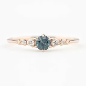 Estel Fleur Ring 4mm 0.30ct Teal Blue Montana Sapphire 14K Rose Gold