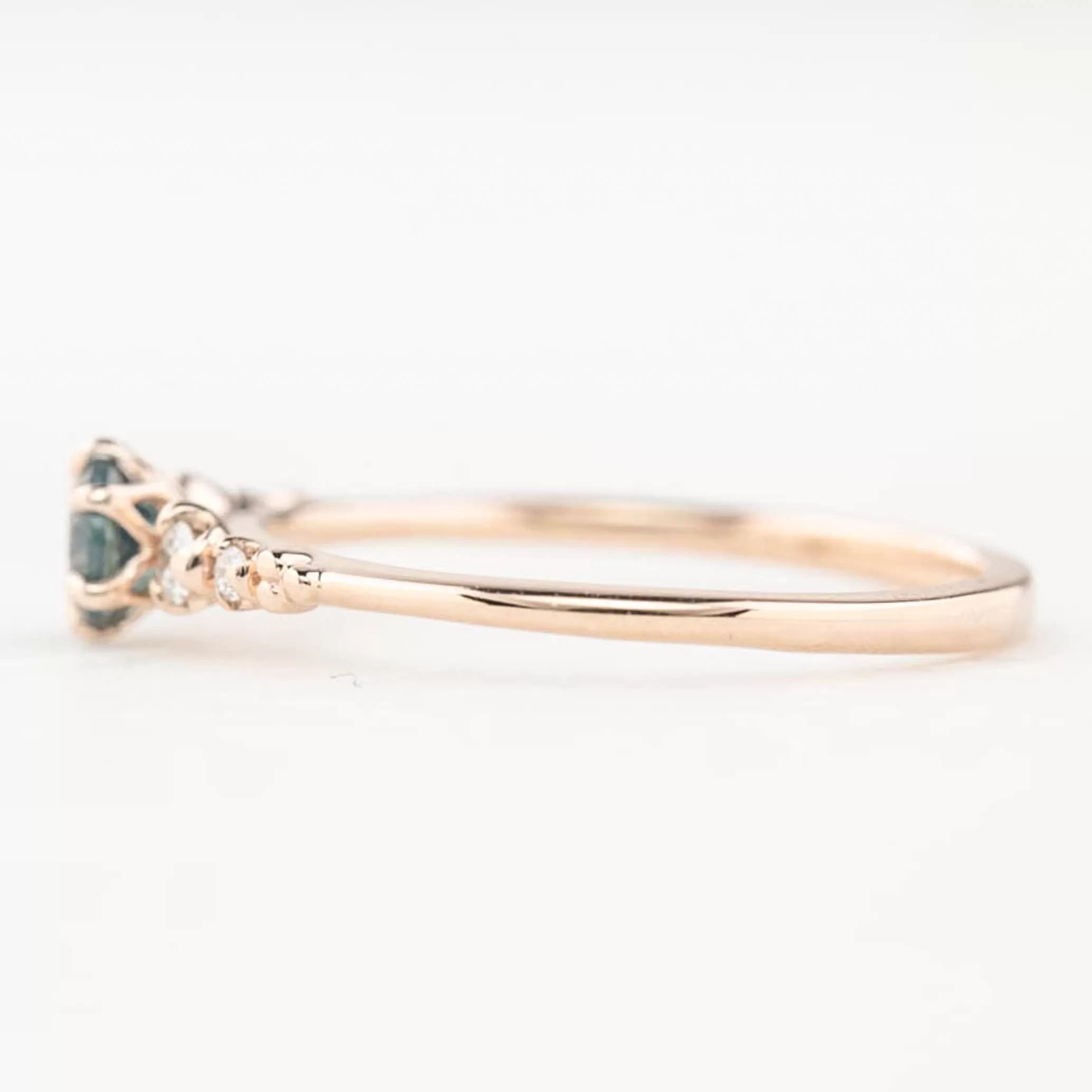 Estel Fleur Ring 4mm 0.30ct Teal Blue Montana Sapphire 14K Rose Gold