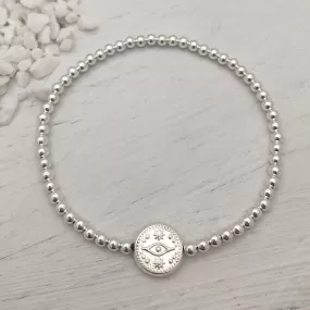 Evil Eye Bead Bracelet Silver