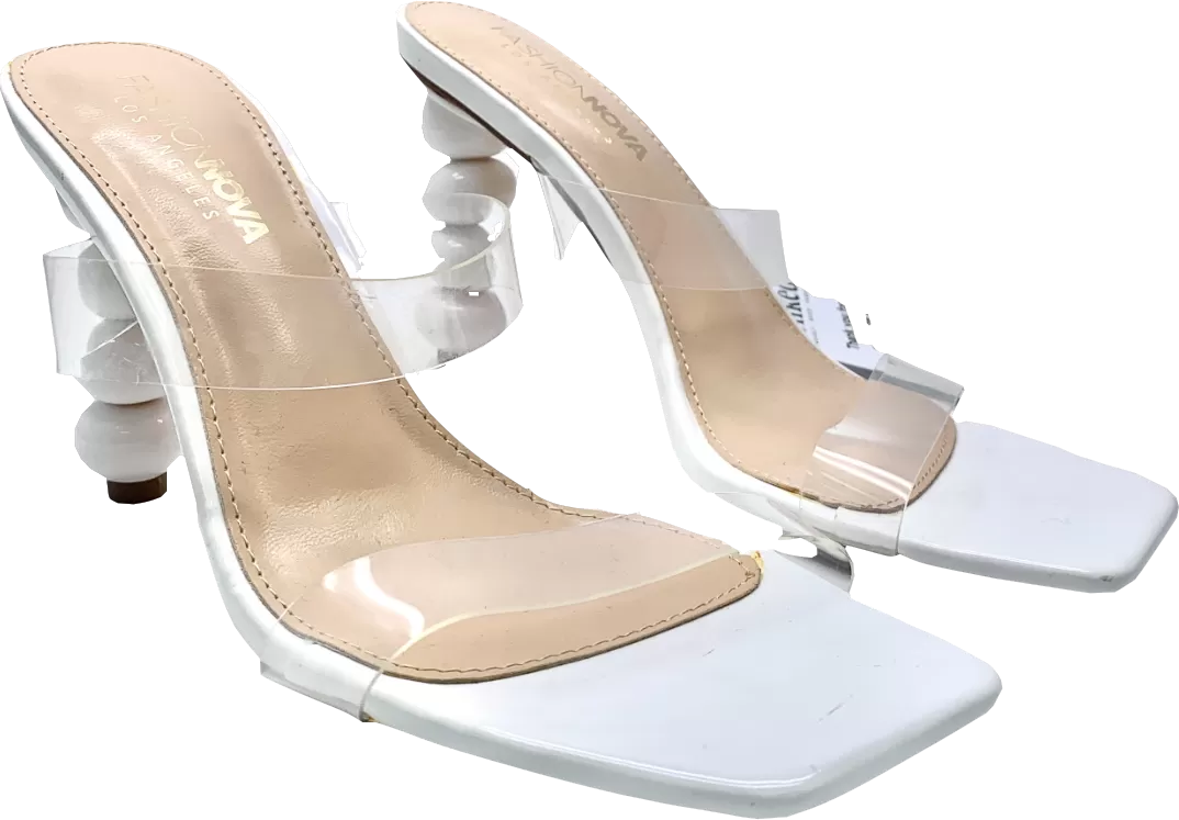 Fashion Nova White Clear Sculptural Heels UK 7 EU 40 👠