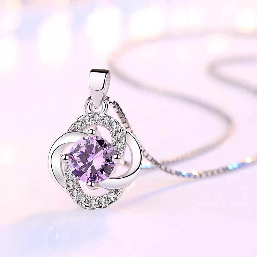 Flower Amethyst Pendant Necklace - 925 Sterling Silver