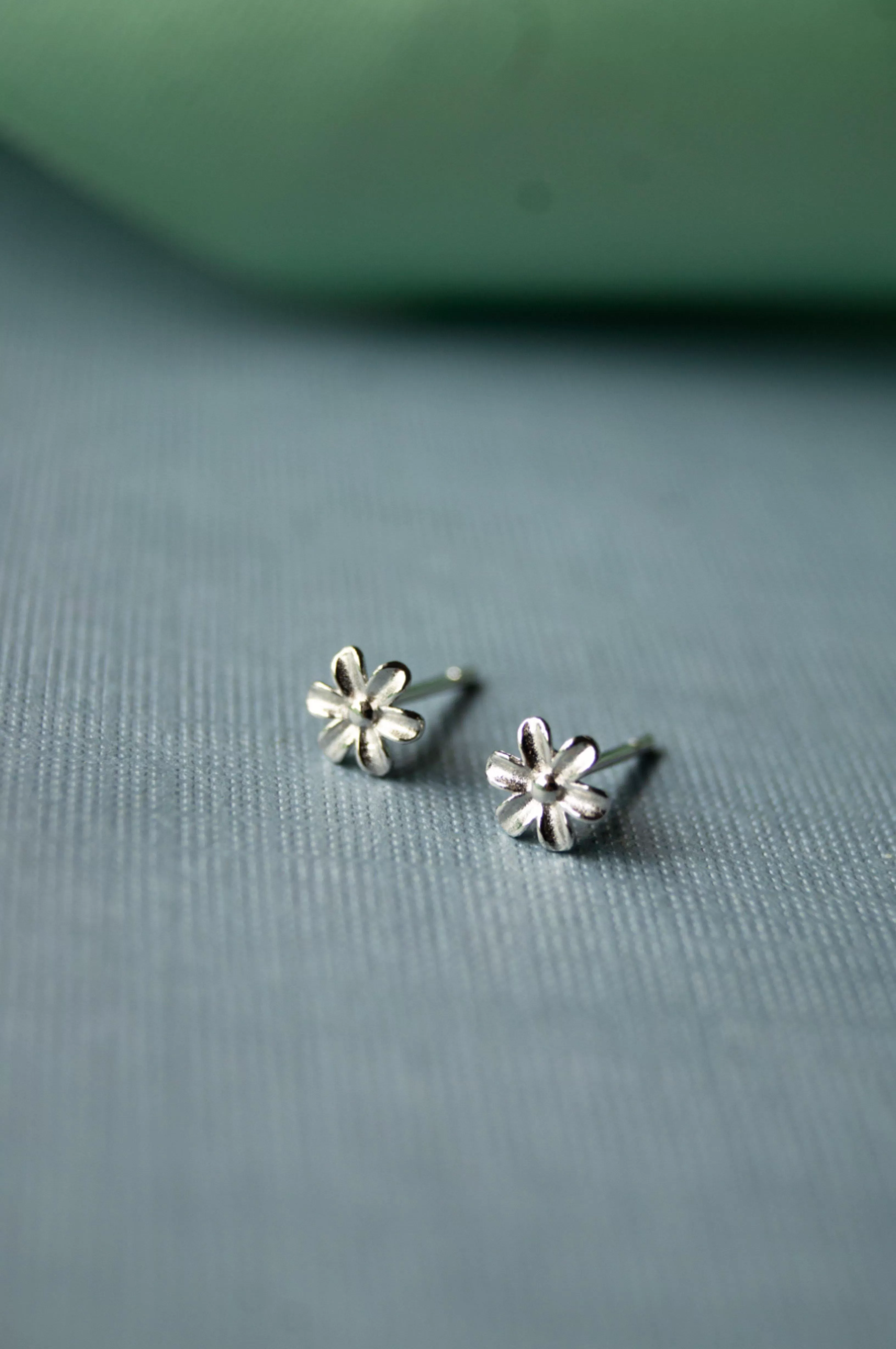 Flower Blossom Rose Gold Plated Mini Sterling Silver Stud Earrings