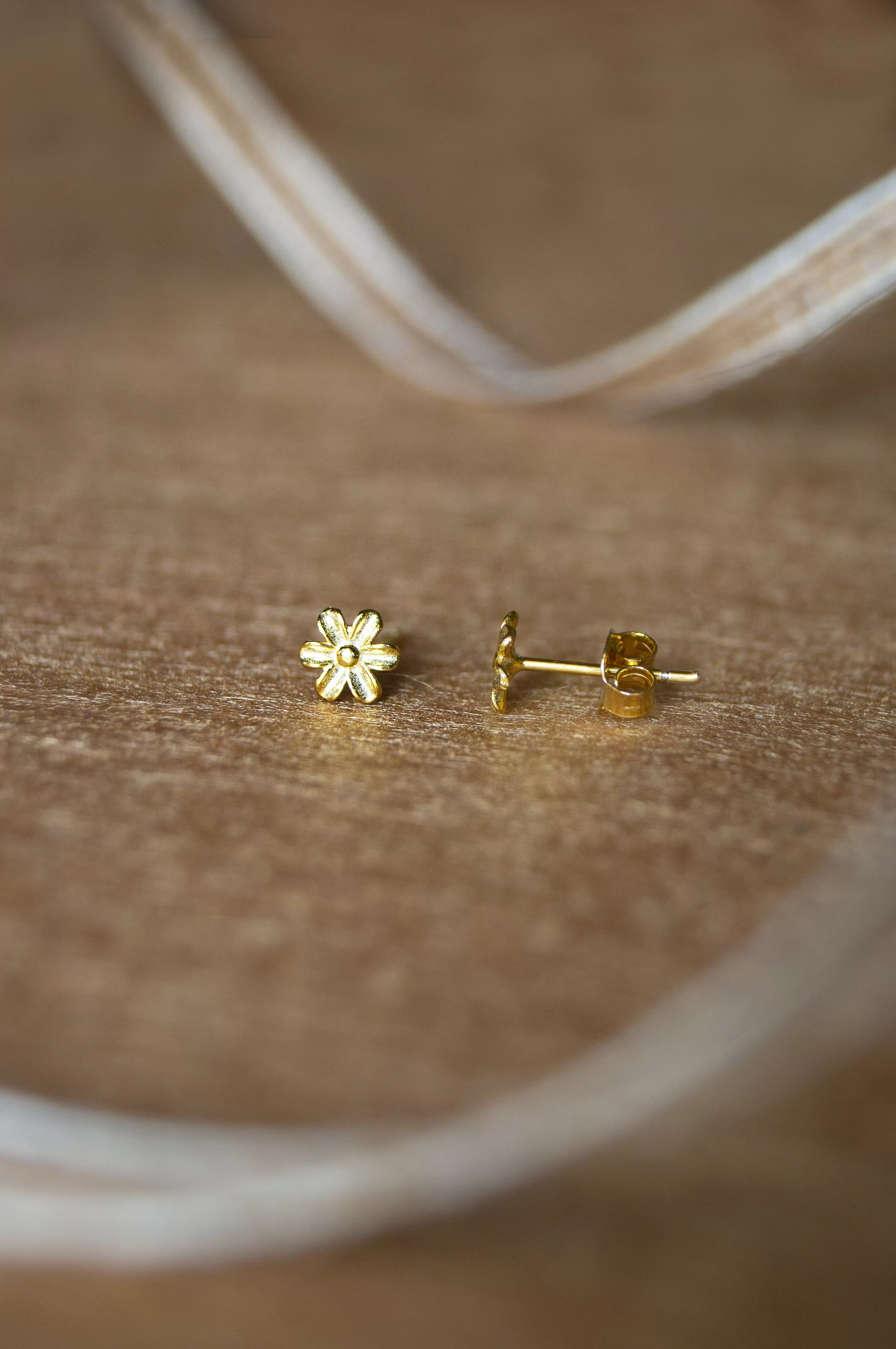 Flower Blossom Rose Gold Plated Mini Sterling Silver Stud Earrings