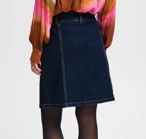 FR - Selma dark-wash denim skirt