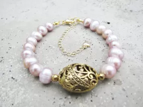 Freshwater Pink Baroque Pearl Bracelet - Balance, Fertility, Calming, Happiness