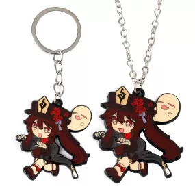 Game Genshin Impact Necklace Keyring Set Venti Cosplay Keychain Pendant Metal Accessories Gift