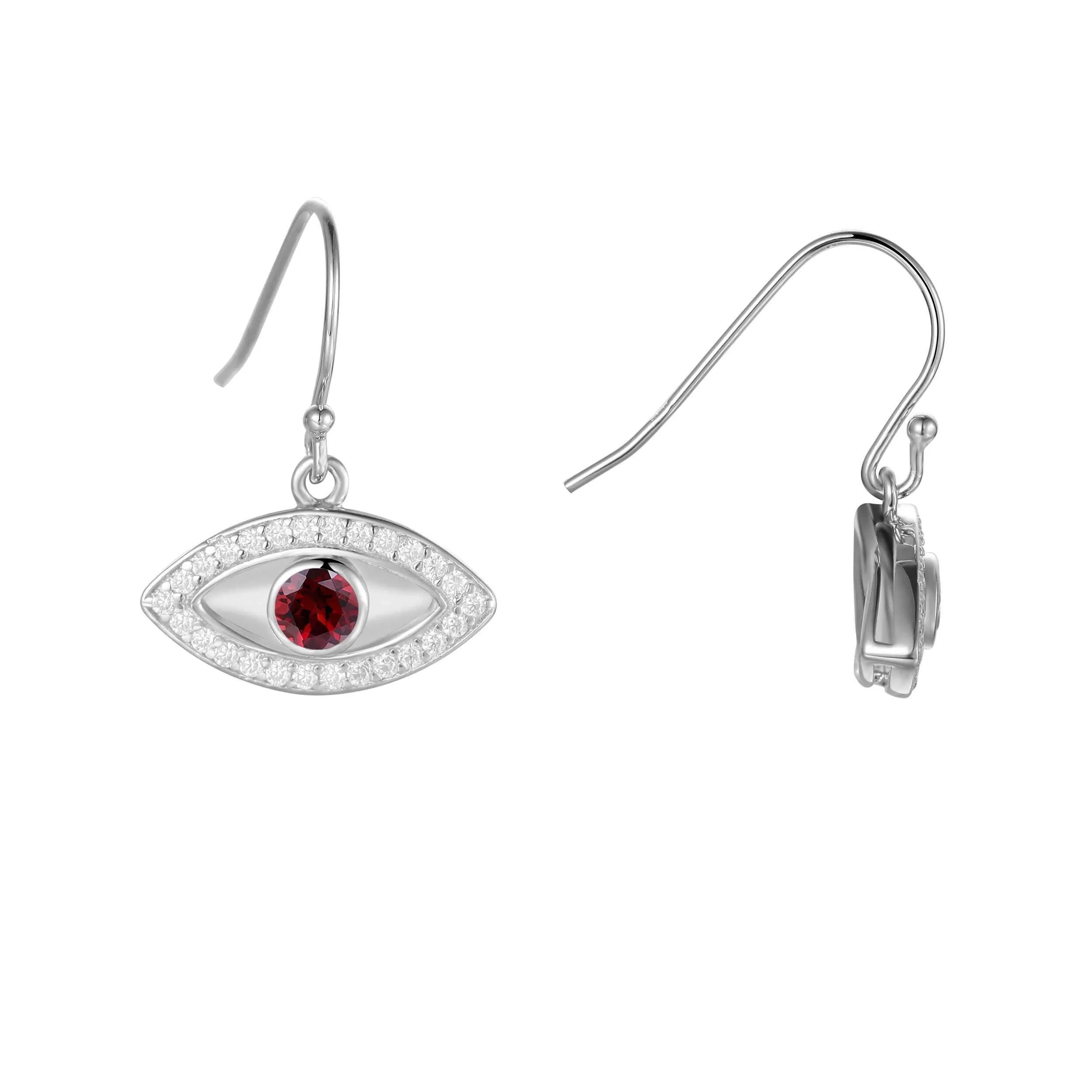 Garnet Evil Eye Earrings