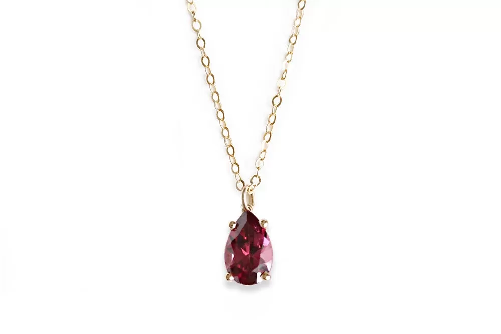 Garnet Solitaire Necklace