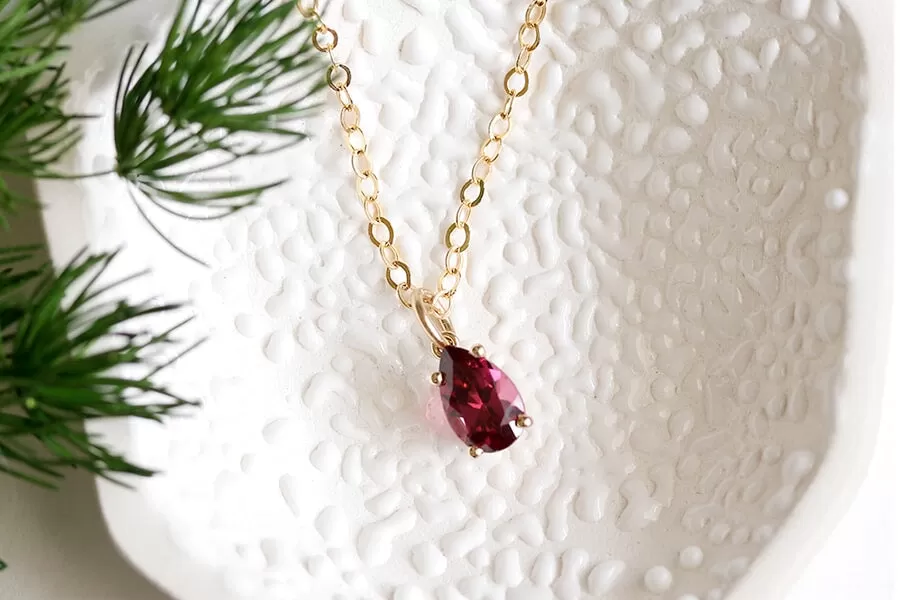 Garnet Solitaire Necklace