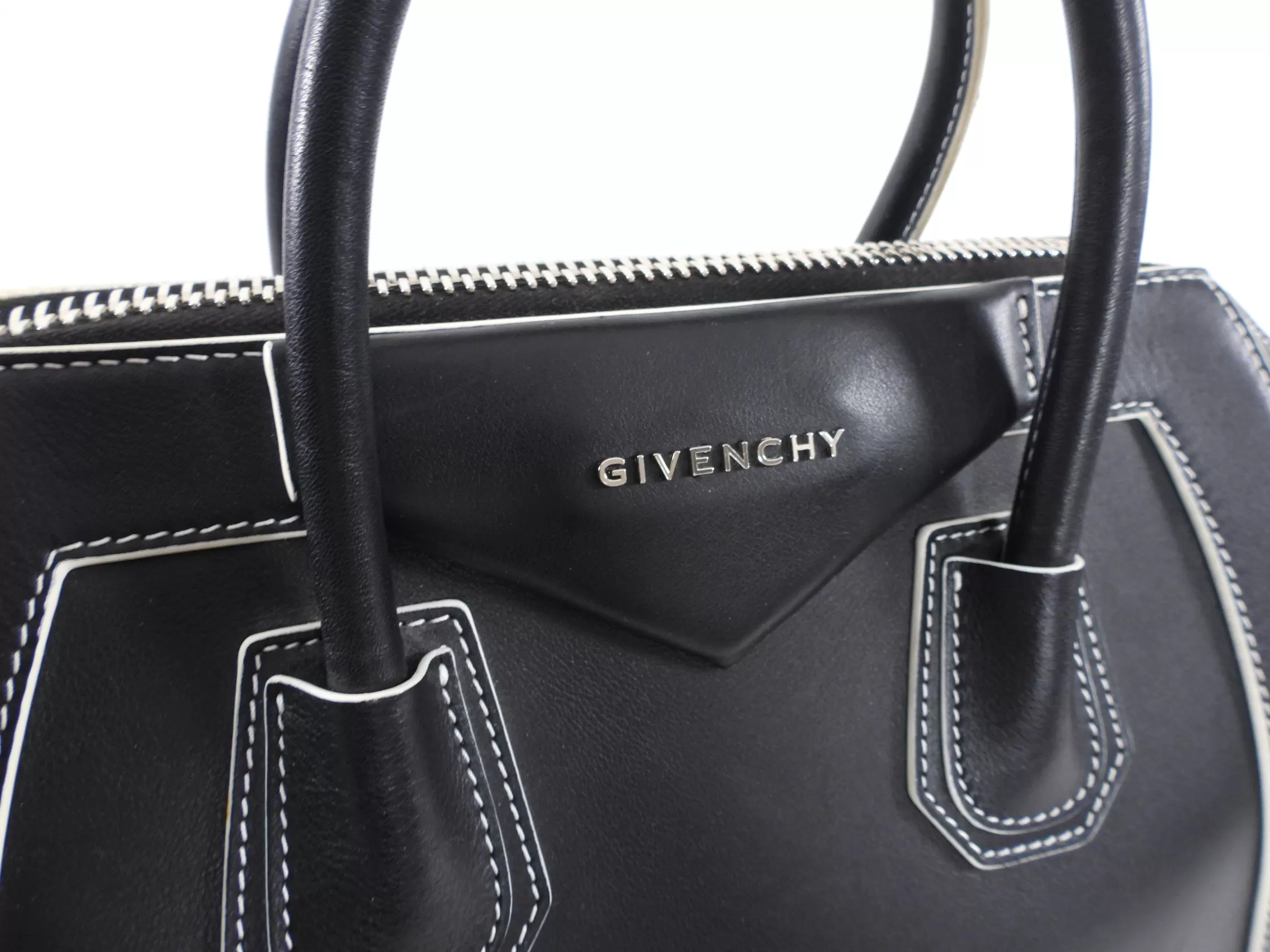 Givenchy Antigona Black Top Stitch Leather Medium Bag