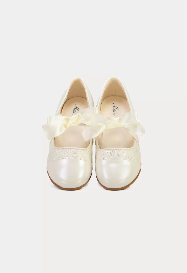 Glittery Embellished With Satin Ribbon Shoes