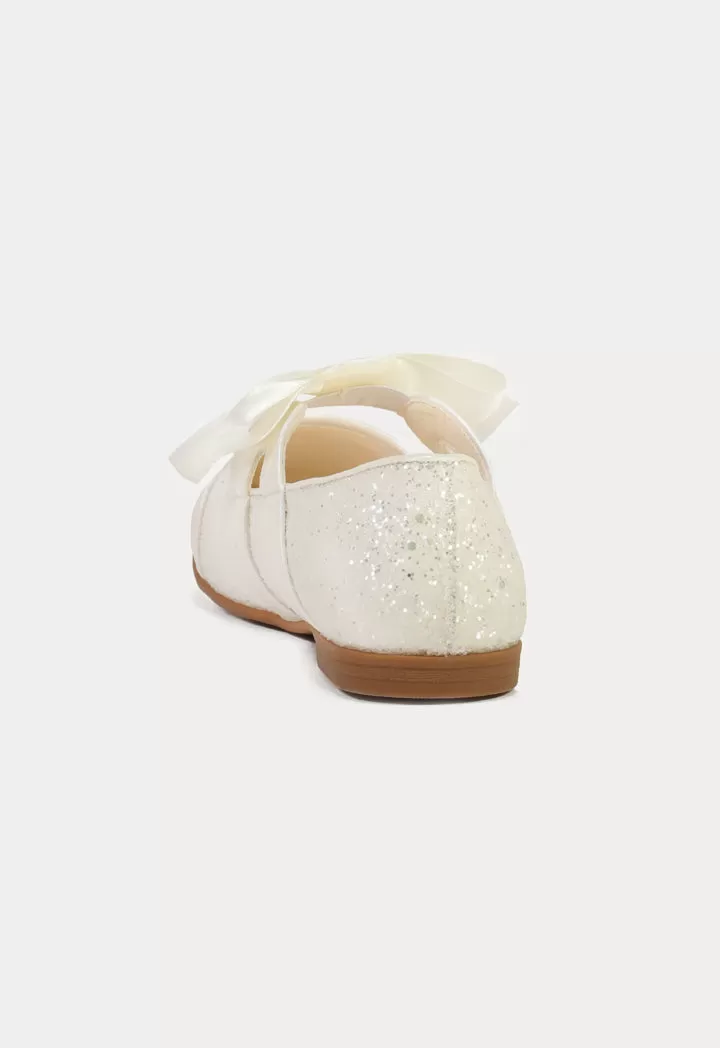 Glittery Embellished With Satin Ribbon Shoes